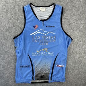 Blackbottoms Triathlon Jersey Mens XL Blue 1/4 Zip Cycling Tank Top Las Vegas